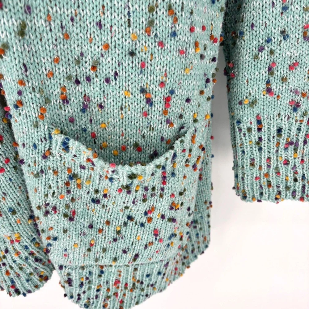 Blakely Over Sized Open Front Cardigan Pockets Polka Dot Multi Color Sz L